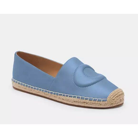 Coach Cruz Nappa Leather Espadrille Blue Cornflower Shoes - Picture 1 of 16